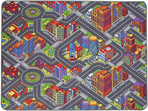 Primaflor Interaktiver Kinderteppich - 140 x 200 cm, Big City, Made in Europe mit Straßenmotiv, Hochwertiger Straßen-Teppich für Kinderzimmer, für Jungen & Mädchen