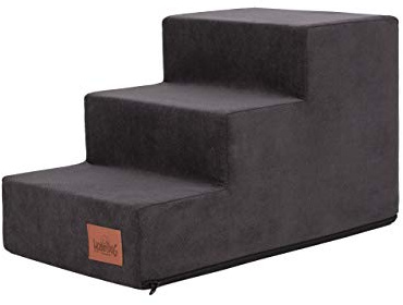 Hundetreppe, Katzentreppe, Antirutsch und Beständig - Haustiertreppe mit 3 Stufen für kleine Hunde - 50 x 30 x 30 cm - Savoy - Schwarz