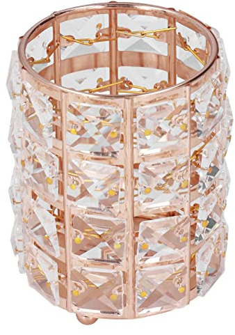 BuyWeek Make Up Pinselhalter, Kristall Make Up Pinsel Organizer Kosmetikhalter Aufbewahrung für Heimdekoration(Gold)