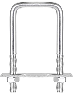 sourcing map Vierkant-U-Bolzen, 3 Sets 52 mm Innenbreite 120 mm Länge M10 304 Edelstahl U-Klemmschraube Bolzenanker U-Bügel mit Muttern und Platten, für Bootsanhänger