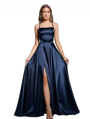 BABYONLINE D.R.E.S.S. Robe de Cocktail Longue Chic avec Fente Dos Nu A-Ligne Femme Longue pour Cérémonie