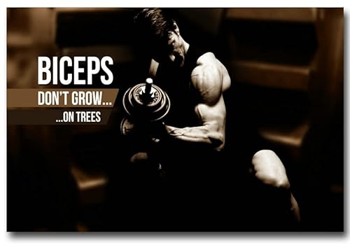 REYTOL Mann Muskel Hantel Workout Poster Bodybuilding Inspirierende Zitate Leinwand Wand Bilder Fitnessraum Schlafzimmer Dekor Fitness Workout Wandbilder Geschenk （Kein Rahmen）