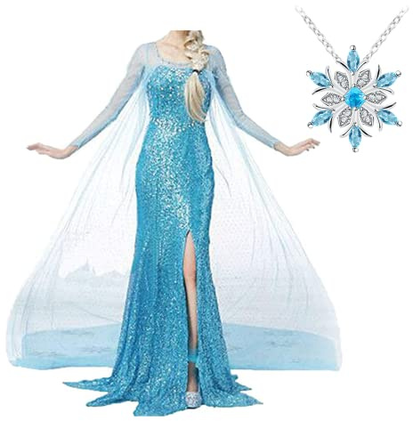 Angel Closet Elsa Princess Dress Women Teenager Fancy Party Dress Up Halloween Cosplay Costume (M,elsa1)