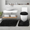 McEu Alfombra Baño 3 Piezas de Pelo de imitación, Absorbente Alfombrillas baño de Pelo Largo y Alfombrillas para Inodoro, Antideslizante y Lavable(50x80cm+50x50cm+38x47cm, Negro)