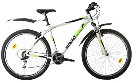 Multibrand Probike PRO 27.5 Zoll Fahrrad Mountainbike 21 Gang, Herren, Damen, Jungen geeignet ab 170-185 cm (Weiß Grün)