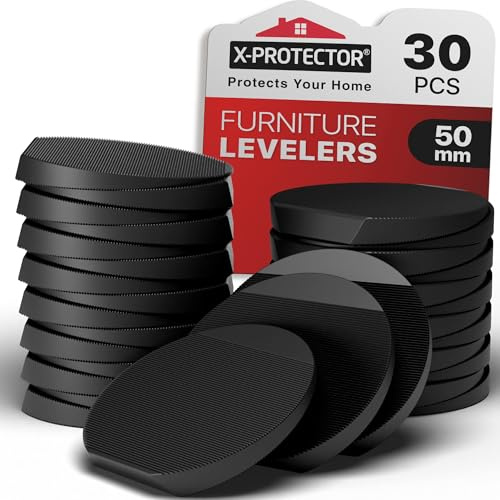 X-Protector Möbelkeile - 30 PCS 50mm - Schwarze Gummi Keile | Unterlegkeile Möbel zur Verhinderung von Möbelwackeln - Gut für alle Arten von Möbeln!