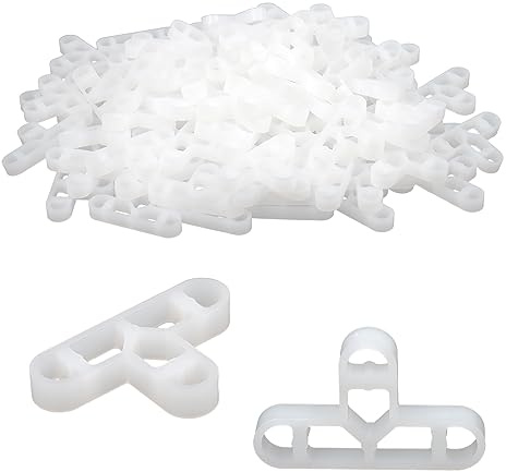 DBOO Fliesen-Abstandshalter, 10 mm Gelenke, T-Form, Kunststoff, Hohlstruktur, weiß, für Heimwerker, Pflastersteine, Fliesen, Wand, Garten, rote Ziegel, Terrassenplatten, 100 Stück