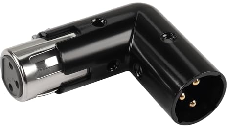 QIANRENON Adjustable 90° Angle Right Angle XLR Microphone Adapter Extender - XLR Male to Female Audio Connector for Tight Spaces