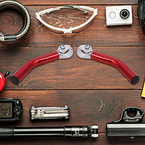 Yctze Aluminum Alloy Handlebar Bar End Pair for Mountain and Road Bicycles, Bike Handle Grip Extender, Bull Riser Ends with Comfortable Cushion for Long Rides (Red)