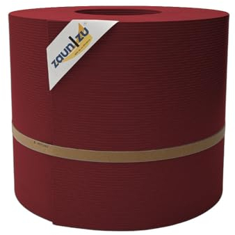 zaun|zu® Rille Maxi 50 Meter x 24 cm gerillt auf Rolle | Sichtschutzstreifen PP für Doppelstabmatten UV-beständiger Sichtschutz | Zaunblende Made in Germany Bordeauxrot 50m