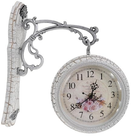Zerodeko Vintage Wanduhr Weiß mit Glas und Eisen Robuste und Umweltfreundliche Hängeuhr für Büro und Schule Kreative Wohnraumdekoration im Design
