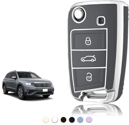 TOOMUME Schlüsselhülle, Autoschlüssel Hülle Passt für VW Volkswagen Golf 7 Mk7 Polo Jetta Tiguan Seat Leon Fabia Ibiza Skoda Fabia Octavia Superb, Schlüsselcover Schutz Schlüssel Gehäuse - Flip Key