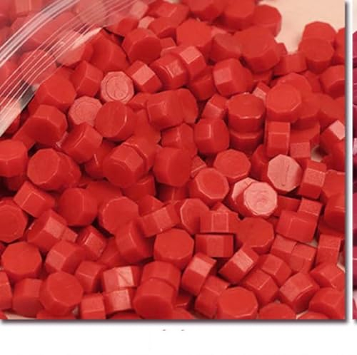 VGHJYNM 1 kg, 3300 Stück/Los, Vintage-Wachssiegel-Stempelperlen für Umschlag-Wachssiegel, Siegelwachs mit Stempel, Rot