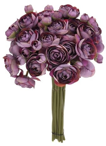 QUARKZMAN Künstliche Ranunkeln, 18 Stück, dunkelviolette Blumensträuße aus Kunstseide, Blumen für selbstgemachte Blumensträuße, Zuhause, Blumen, Blumenarrangements im Freien