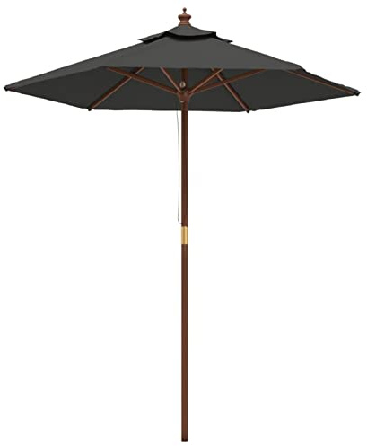 Rantry Ombrellone da Giardino con Palo in Legno Antracite 196x231 cm, Ombrellone, Ombrelloni, Ombrellone da Giardino, Ombrelloni da Esterno, Ombrellone Spiaggia, Ombrellone da Terrazzo Antivento