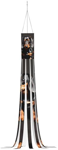 Windsack mit drei Dackeln bedruckt, Halloween-Serie, Geister-Thema, hängende Outdoor-Dekorationen, 150 cm
