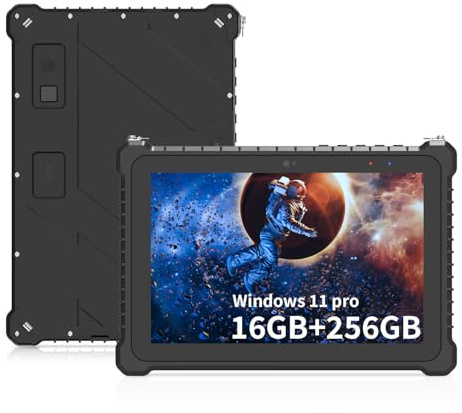 SunKol Tablet PC 10,1 Zoll Windows 11 Pro IP67 Industrial Tablet PC (I7-10510Y 16GB 256GB) WiFi BT4.2 4G Fingerabdruck 500nit GPS NFC 2D-Scanner für Arbeit in