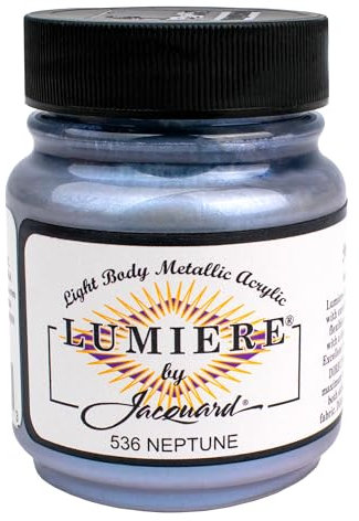 Jacquard Lumiere 2.25oz Metallic Fabric Paint Neptune - Metallic Acrylic Paint for Fabric, Wood, Ceramic & More - Lightfast & Vibrant