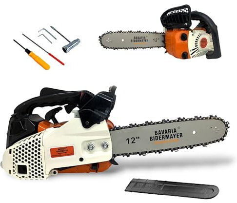 Motosega a Scoppio 25.4CC con Motore 2 Tempi da Potatura Giardinaggio con Barra da 30cm Potenza 0.9KW 12500 Giri/min Avviamento Easy-Start Sistema Antivibrazioni Kit Montaggio incluso