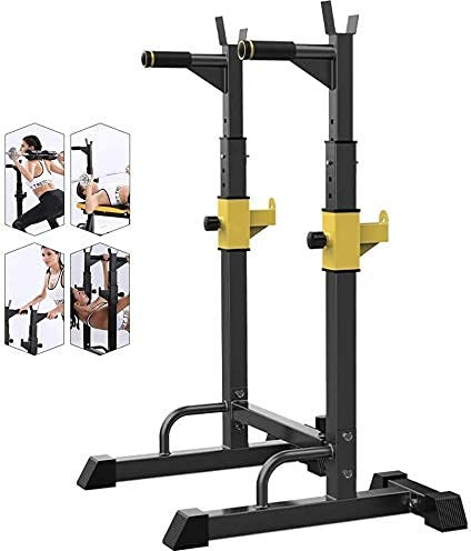 GIGBIRD Großer Kniebeugenständer, Dip-Station, Hantelbankdrückständer fürs Fitnessstudio, Verstellbarer Kniebeugenständer, Heimbankdrücken, multifunktionales Fitnessgerät, Langhantel R
