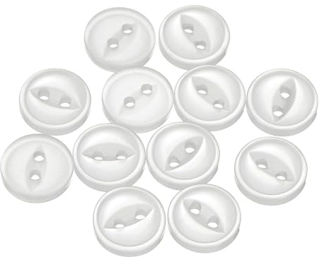 QUARKZMAN 12 Stück Knöpfe Weiß Nähknöpfe 10mmRunde Harz Buttons 2-Loch Kunststoff Knopf zum Annähen Bastelknöpfe für Hosen Kleider Röcke Blusen Hemd Anzug Jeans DIY Handwerk