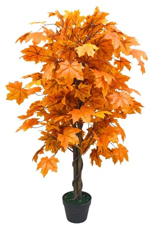 Lacers SMARAGDLINE- Ahornbaum im Topf 125cm orange - dekorative Kunstpflanze/Kunstbaum- realistische Optik - lebendige Farben für Wohnzimmer, Balkon & Büroräume