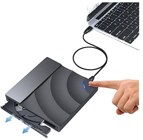 ZKLGS Lecteur DVD pour TV, Lecteur DVD Externe USB 3.0 Haute Vitesse CD DVD Lecteur for Ordinateur Portable Pilote Touch Control CD-RW pour Films en Famille