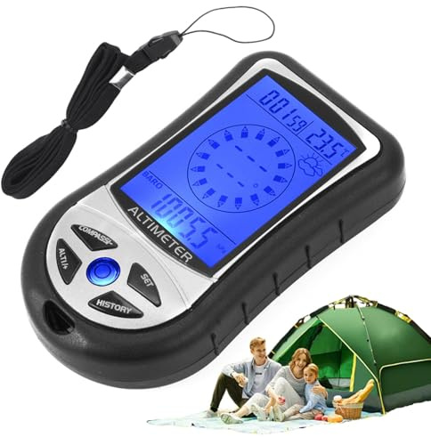 Altimetro elettronico – Altimetro portatile | multifunzione barometro indicatore di temperatura bussola | Bussola di navigazione | Dispositivo portatile con retroilluminazione | Previsioni meteo |