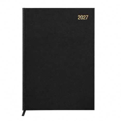 2027 Diary A4 Page a Day Planner Hardback Cover Daily Journal (Black)
