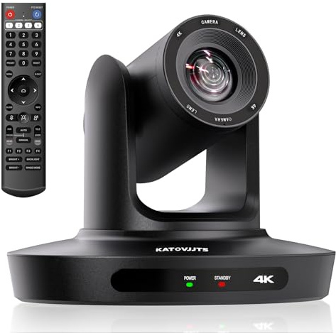 KATOVJJTS PTZ Camera 4K UHD with 10X Optical Zoom,Video Conference Room Camera,Live Streaming for Church Worship,USB HDMI IP POE Work with Vmix,Zoom,OBS,YouTube,Facebook Livestream