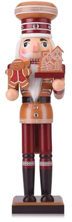 ARGCONNER Christmas Nutcracker Soldier, 14 Inch Gingerbread Wooden Festive Nutcracker Figures Christmas Decor for Holiday Tabletop or Mantel Display