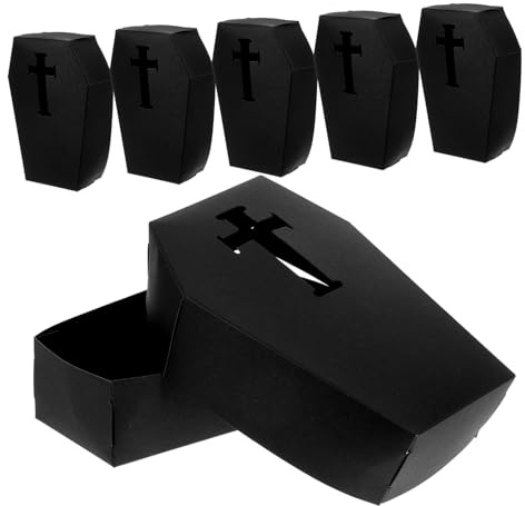 VALICLUD 6pcs Halloween Coffin Boxes Decorative Candy Containers Portable Treat Holders for Party Favors Halloween Party Supplies Black