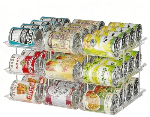 Zuzer Portabottiglie per Frigo 3 Livelli, Organizzatore Bottiglie Trasparente, Porta Bottiglie Plastica per Cucina, Frigorifero e Dispensa 44.6x33.9x24 cm