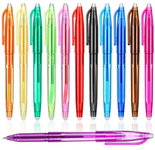 12 Stück Stoffmalstifte Hitze Löschbare Schneiderkreide Stifte Stoff Markierungsstifte Wasserlöslich Textilstifte Stift für Schneider Nähen Quilten Schneiderei