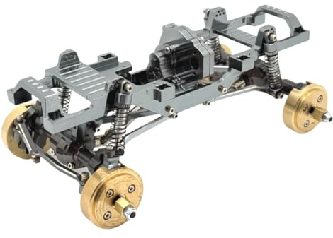 CCXTKENWU RC Car Upgrade Chassis Ganzmetallrahmen mit Ersatzteilen, Dual-Speed-Getriebe und Gegengewicht, kompatibel mit FMS 1/24(Gray)