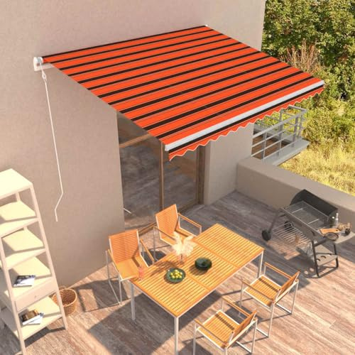 Owoxanthellate Tenda da sole retrattile automatica, 400 x 300 cm, colore arancione, marrone, telaio in alluminio verniciato a polvere, resistente ai raggi UV, telecomando, resistente alle intemperie