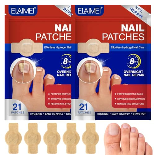 KEPYATI 42 Pcs Parches Para Hongos En Las Uñas, Tratamiento Y Reparación De Hongos En Las Uñas De Los Pies, Multiusos Para Uñas Gruesas, Ggrietadas Y Descoloridas, Cuidado Y Reparación De Uñas Dañadas