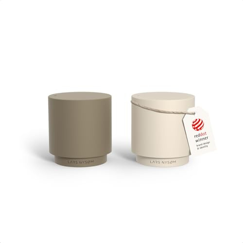 LARS NYSØM Salt- och pepparkar-set | Rostfritt stål saltkar, minimalistisk design kryddkar, lätt att fylla på (Brown/Beige)