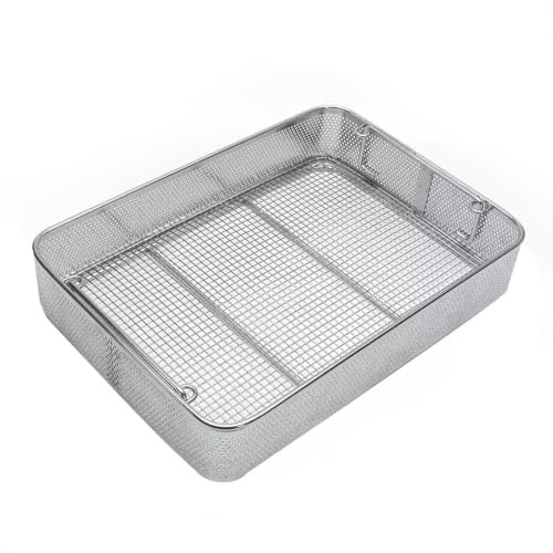 Rostfri Korg med Hål,Steriliseringskorg for Medicintekniska Produkter | Med Handtag, Lämplig för Sjukhuslaboratorier(50x30cm/19.7x11.8in,1PCS)