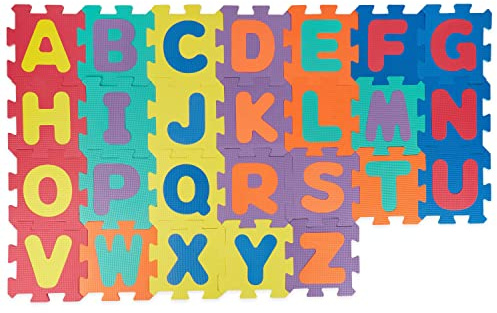 Bieco Puzzlematte, 60 Tlg. | XXL Puzzle für Kinder | Spielmatte Baby | Krabbeldecke | Turnmatte | Teppich | Buchstaben Lernen | Spielteppich Junge