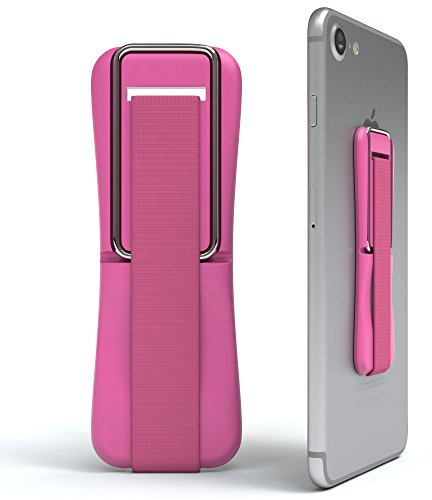 EAZY CASE Smartphone Fingerhalterung/Fingerhalter mit Standfunktion I I Handy Haltegriff, Fingerschlaufe, Finger-Halterung, Smartphonehalter, Selfie Handyhalter, 1 Metallclip, Pink