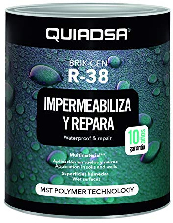 Quiadsa - BRIK-CEN R-38 - Impermeabilizante líquido de polímero MS - Terracota - Aplicación en terrazas y cubiertas - Resistente a la intemperie - 1 kg