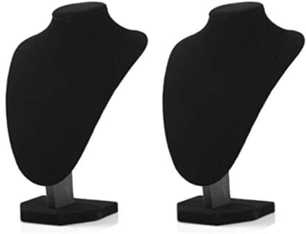 Comelyjewel Necklace Display Stand Set of 2, 21cm Velvet Jewelry Bust for Necklaces & Earrings, Tangle-Free Organizer for Dresser, Jewelry Display for Home & Vendors (Black Velvet)