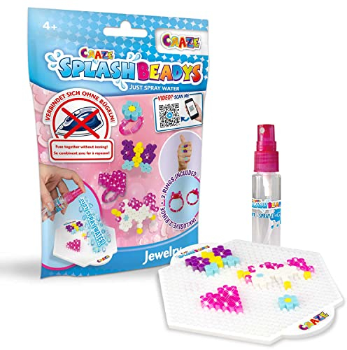Craze Splash BEADYS Steckperlen Kinderschmuck Starter Pack Bügelperlen Set ohne Bügeln Perlen zum Basteln Wasserperlen für Kinder ungiftig Kinder Bastelset 26038, Klein
