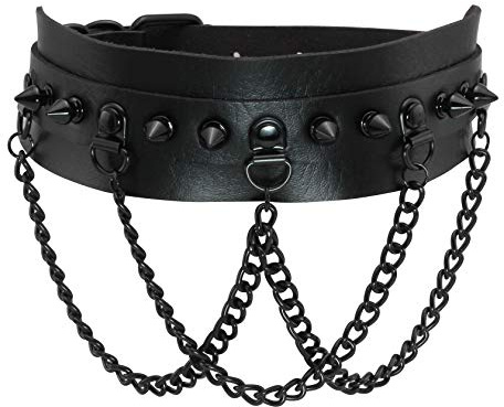 MILAKOO Punk Style Love Heart PU Leder Kragenchoker Halskette mit Nieten Akzent versetzt