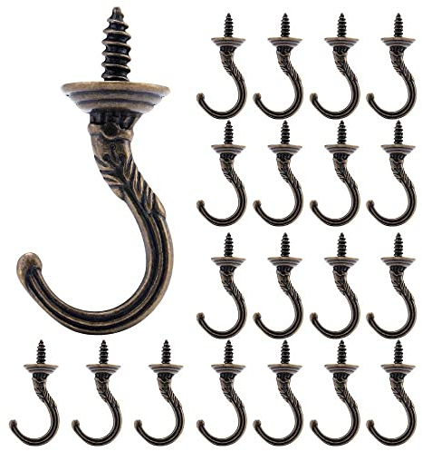 20PCS Ganci a vite per soffitto a parete vintage, ganci a vite per soffitto Ganci per tazza per utensili da cucina da giardino (bronzo)