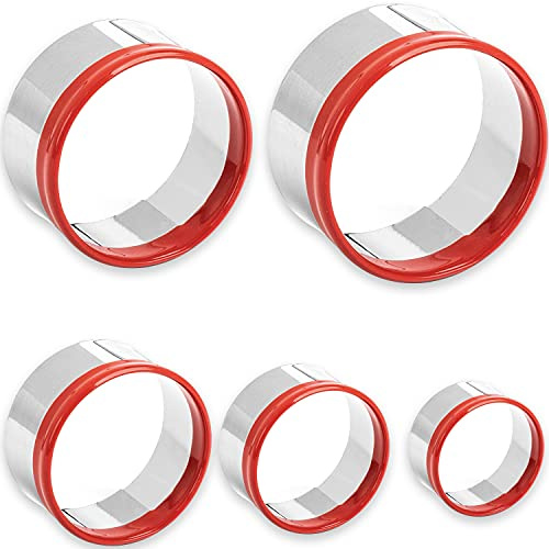 5 Pcs Round Circle Cookie Cutters 1.9, 2.3, 2.7, 3.1, 3.5, 0.4MM Thickness Heavy Duty Food-Grade Stainless Steel, Biscuit Cutter, Mini Cookie Cutters, Unique Design with Protective Red Top PVC