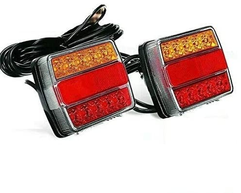 Feux Arriére Multifonctions LED 12V Base Magnetique Cable 7,5m Prise remorque 7 Broches Feu Stop Position Clignotant Eclaireur plaque Catadioptre Pour Remorque Camion Tracteur Fourgon Van Homologué E4