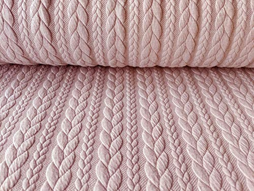 Dehnbarer Strickstoff mit Zopfmuster in Rosa als Meterware zum Nähen, 50 cm