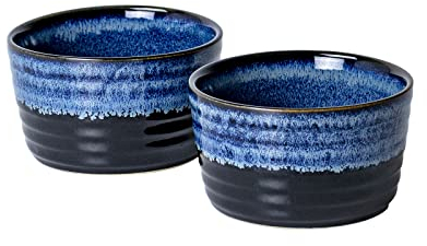 Ramekins for Creme Brulee Porcelain Ramekins, UNICASA 8 oz (240mL) Oven Safe Baking Set for Custard, Pudding, Souffle Cups, Reactive Blue